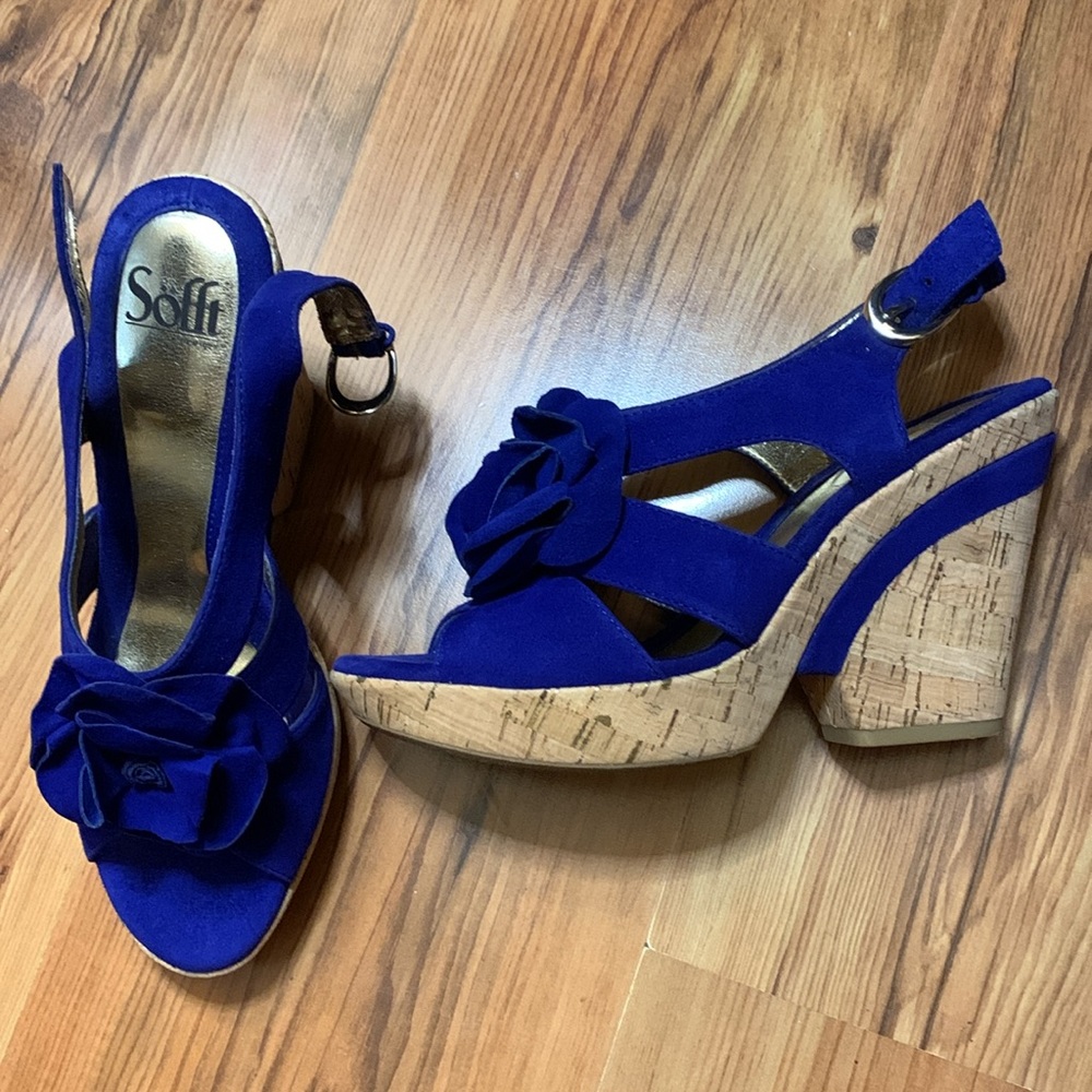 Sofft Blue Suede Sandals Odelle Size 7.5 - Picture 3 of 5